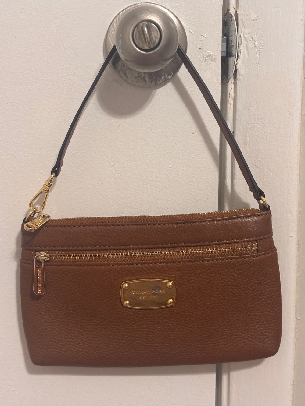 Michael Kors Brown Leather Wristlet Clutch